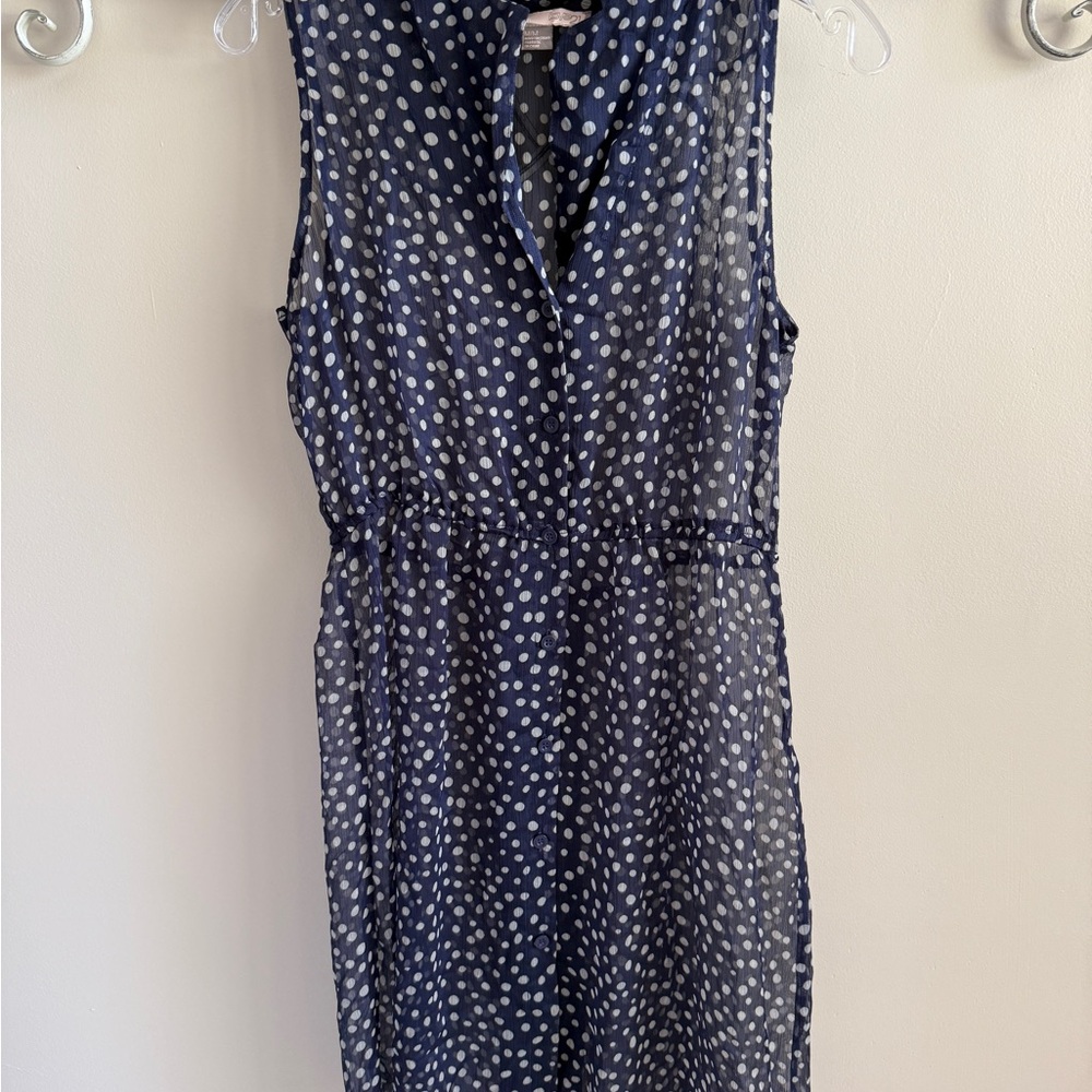 Forever 21 Navy Polka Dot Midi Dress